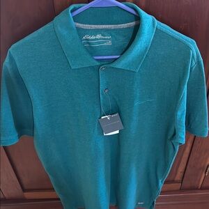 Eddie Bauer Men's Green/Teal Polo Shirt